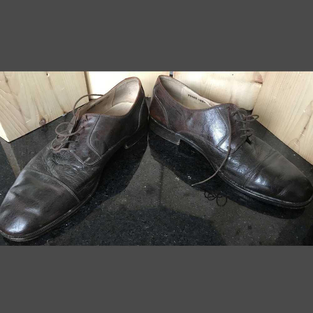 Vintage Brass Boot Men's Brown Leather Dress Derby Cap Toe Shoe Italy, Size 11 - Picture 3 of 11
